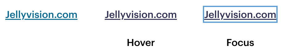 links in plan, hover, and focused states